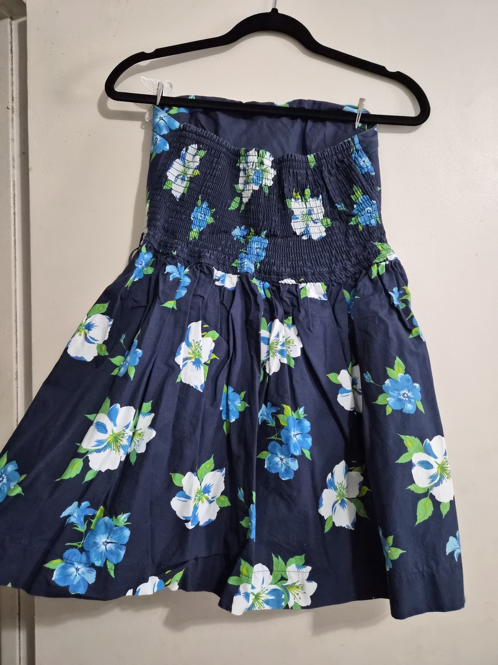 Holister Navy Floral Strapless Sundress with Blue & White Flowers - Picture 2 of 8